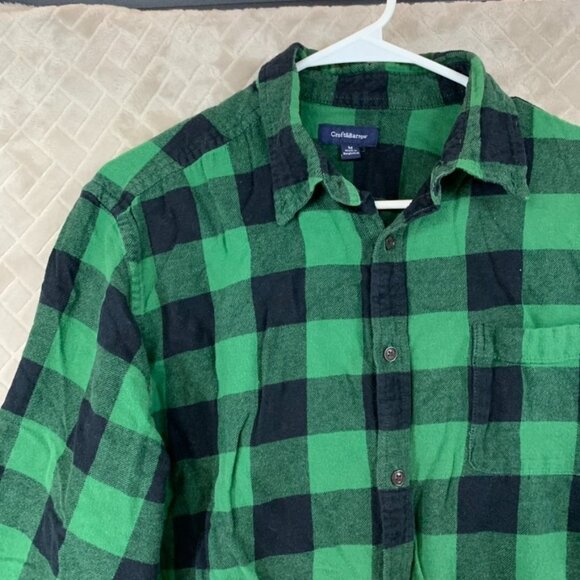 Croft & Barrow Mens Medium Button Shirt Plaid Green Flannel Long Sleeve Collared - Picture 2 of 16